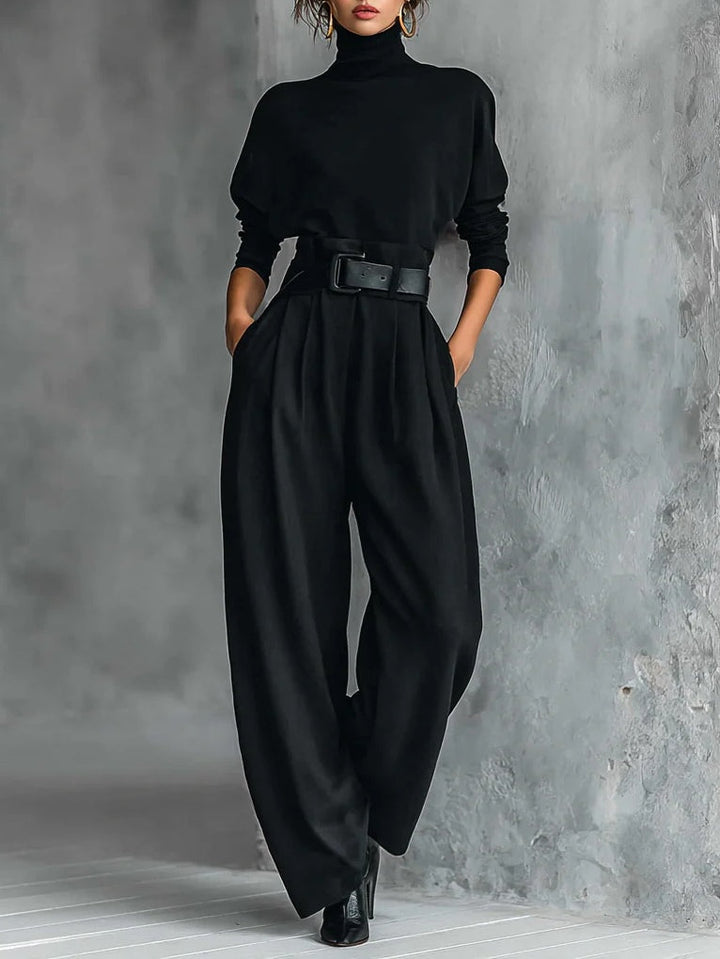 Reagan | Ensemble femme chic col montant et pantalon tailleur