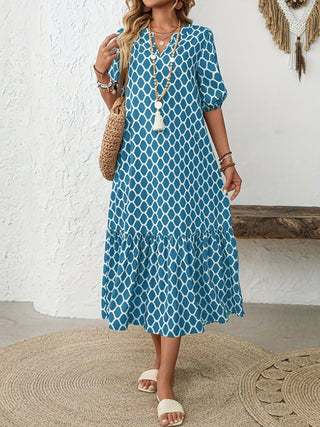 Rosalie – Robe midi fluide et confortable à motif élégant