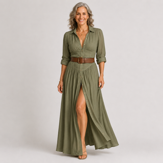 Éléonore | Robe maxi longue avec col noté femme