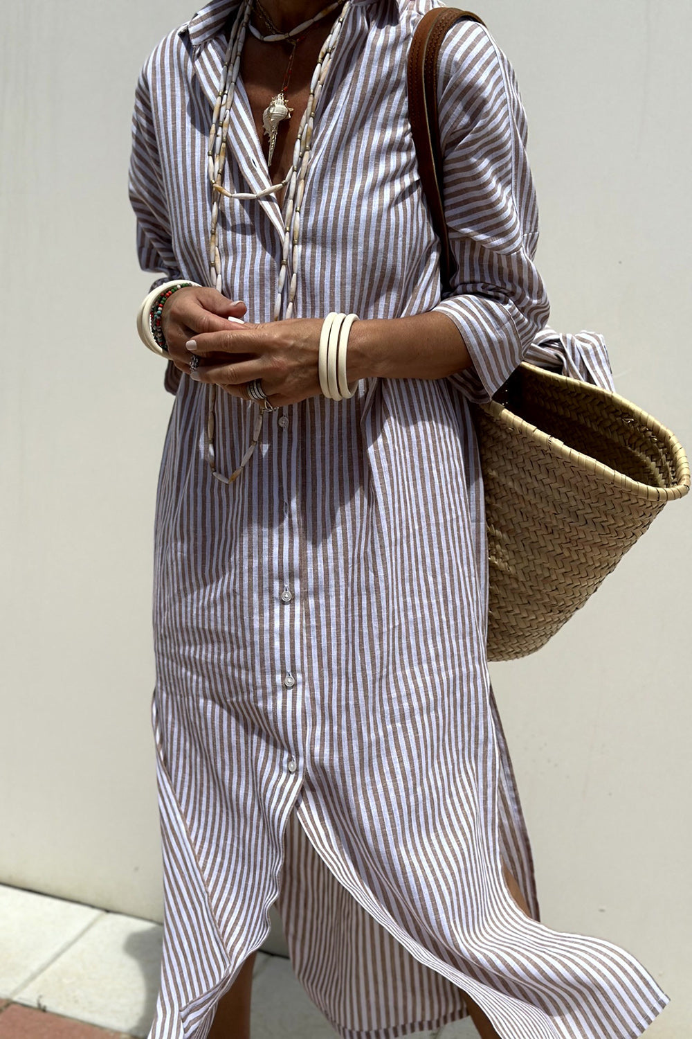 Sophia | Robe chemise rayée femme