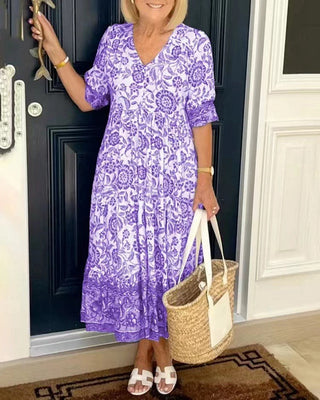 Isabelle | Robe fleurie V-neck élégante femme