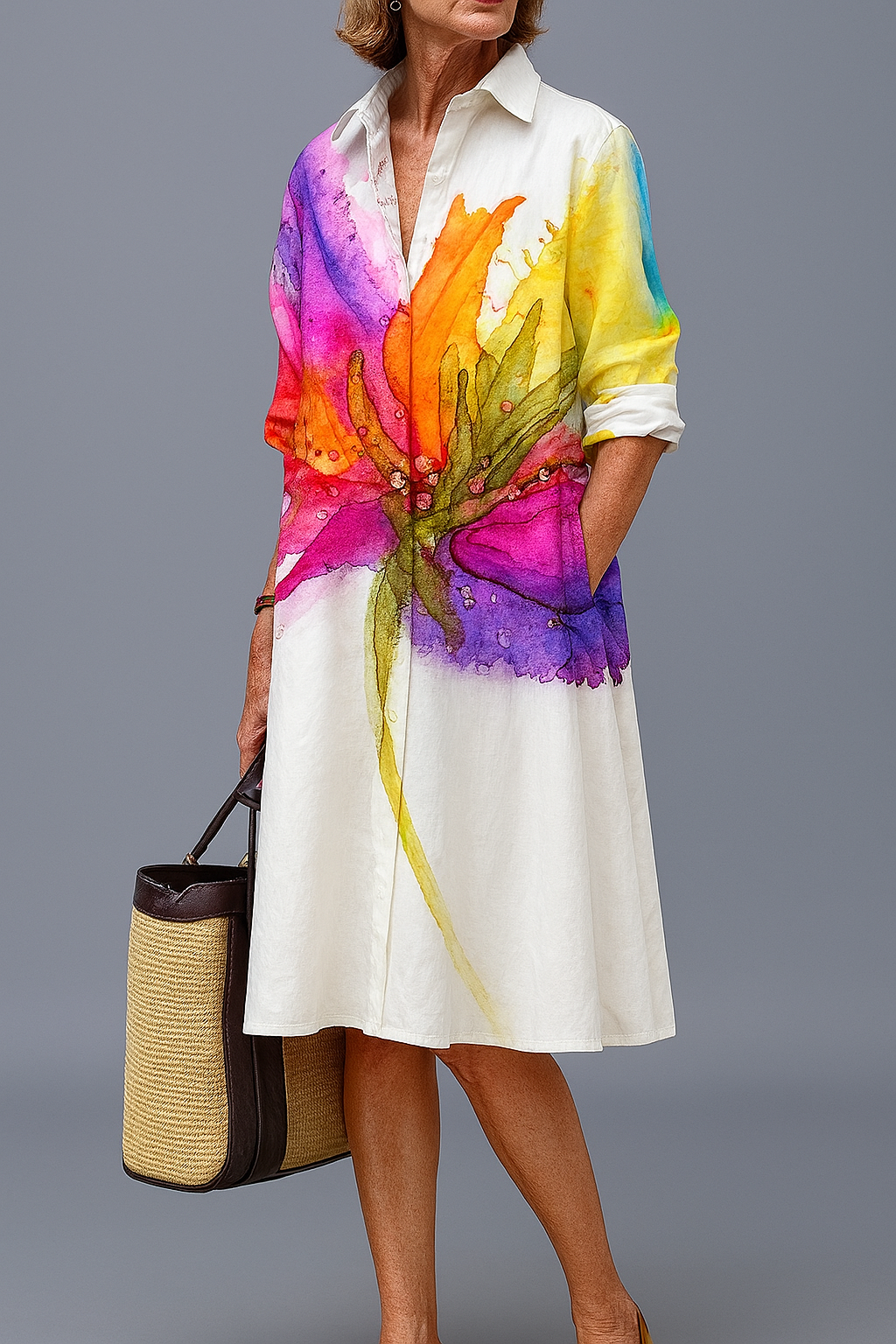 Lydia | Robe midi élégante et décontractée femme