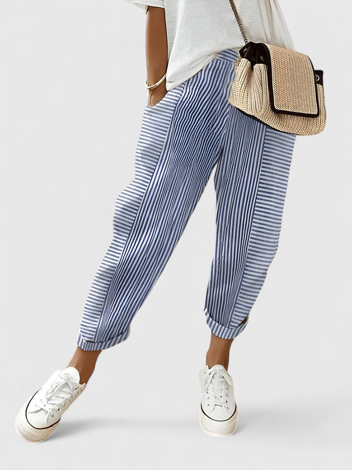 Inès | Pantalon jogger femme rayé moderne