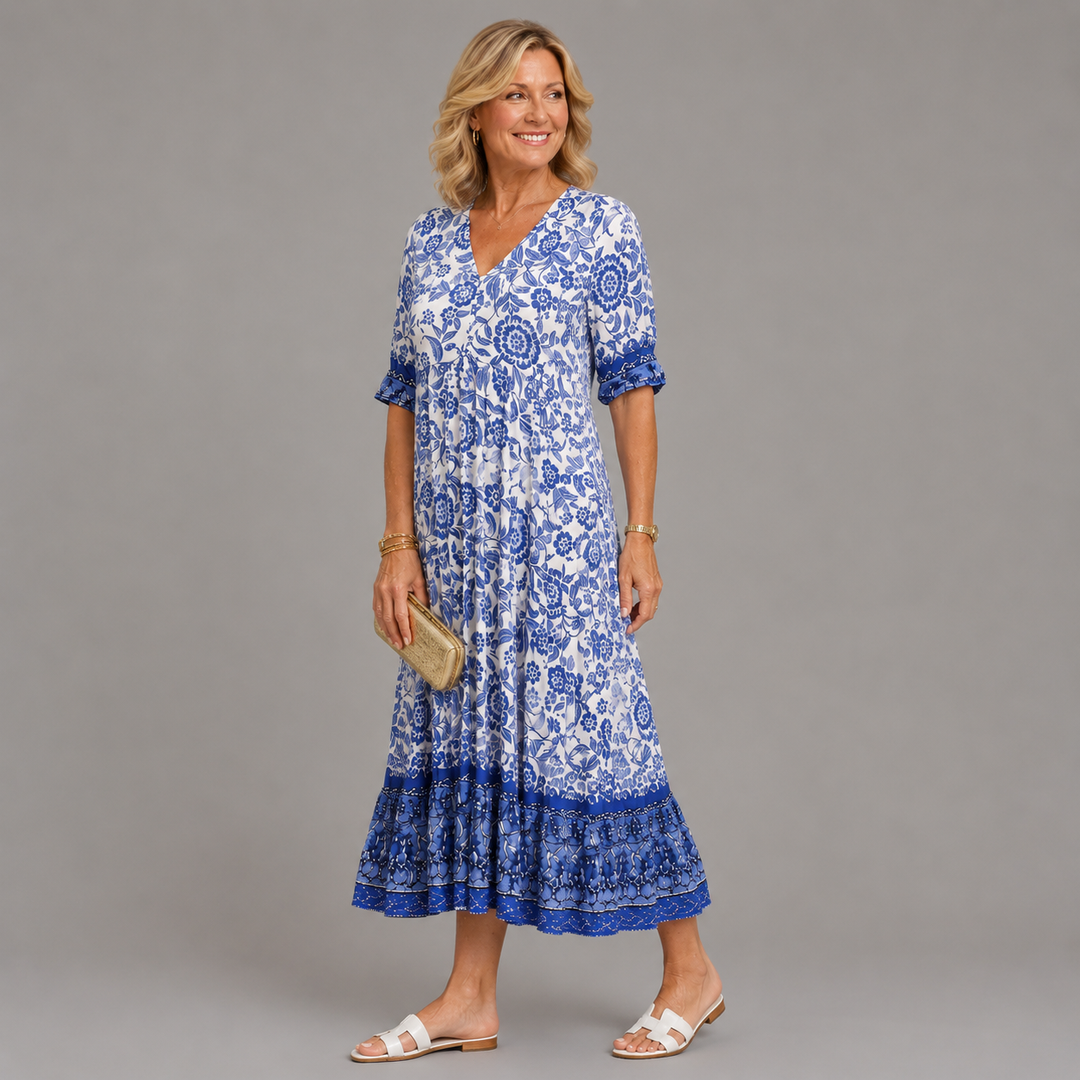 Isabelle | Robe fleurie V-neck élégante femme