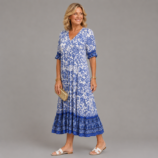 Isabelle | Robe fleurie V-neck élégante femme