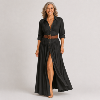 Éléonore | Robe maxi longue avec col noté femme
