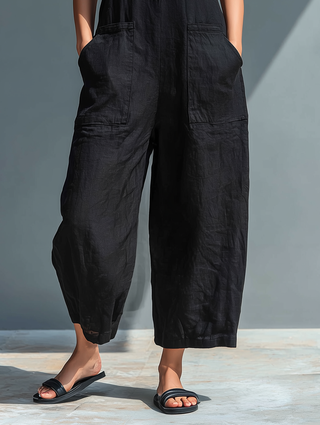 Louise | Salopette Minimaliste sans Manches en Mélange de Lin Femme