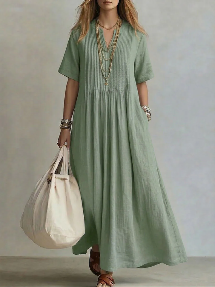 Livia — Robe longue femme à plis élégante
