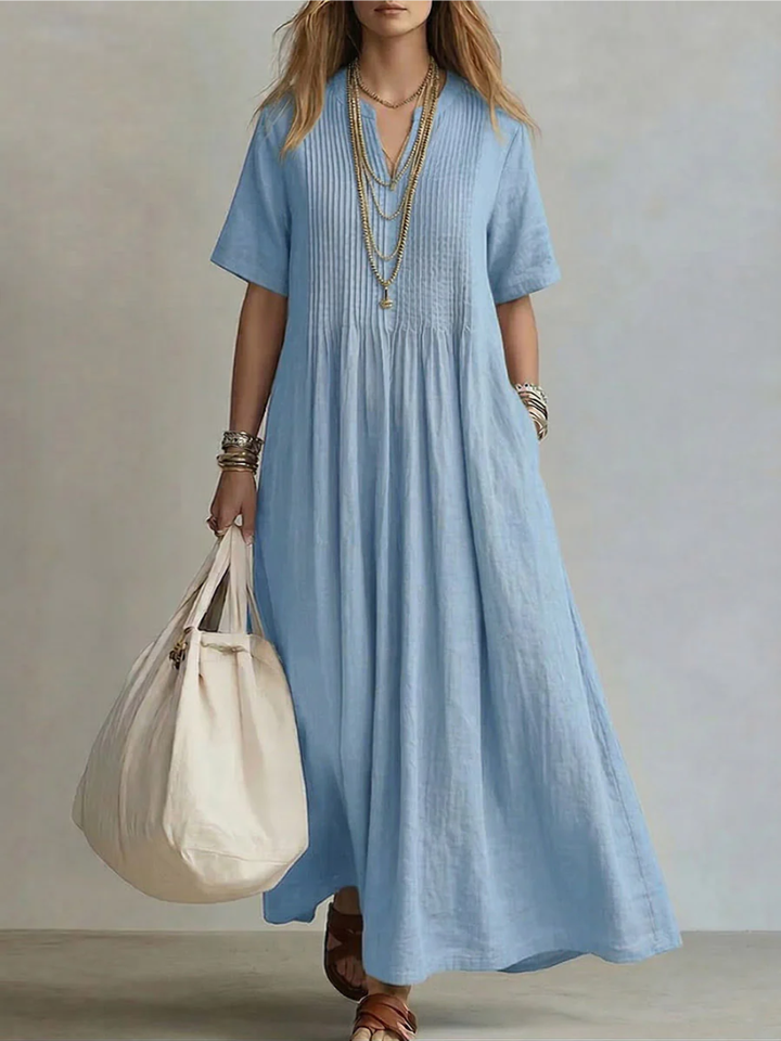 Livia — Robe longue femme à plis élégante