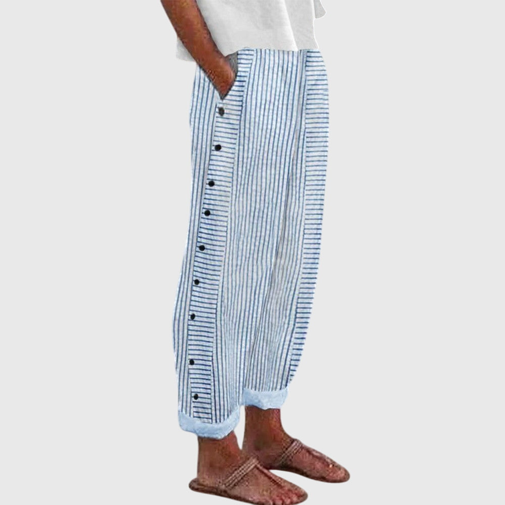 Rosalie | Pantalon rayé bohème femme boutonné