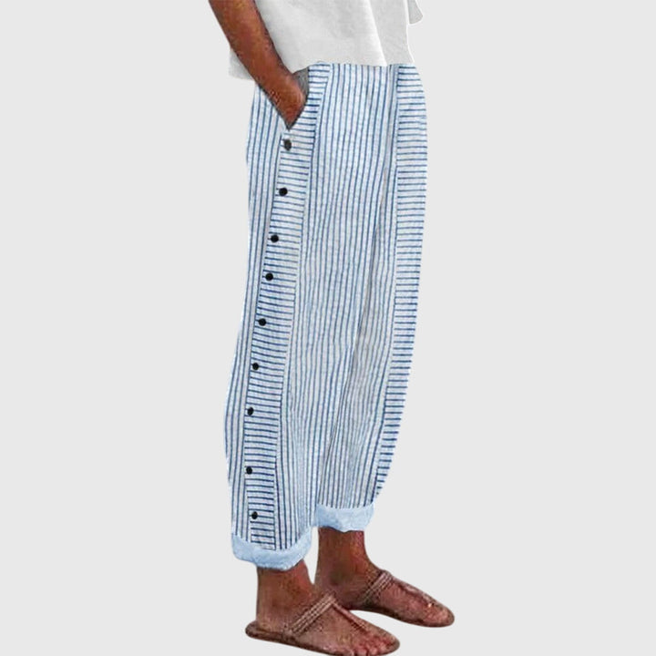 Rosalie | Pantalon rayé bohème femme boutonné