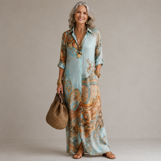 Lorraine I Robe maxi imprimé luxe femme