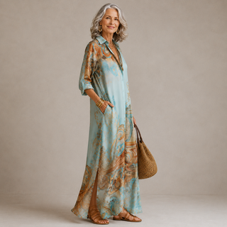 Lorraine I Robe maxi imprimé luxe femme