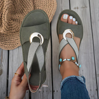 Skylar | Sandales plates femme à boucle métallique