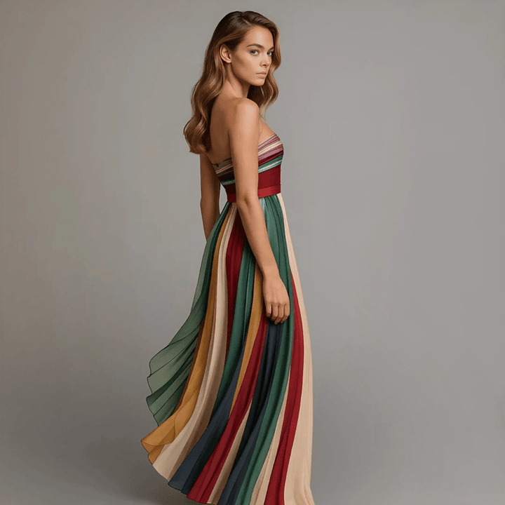 Camille | Robe Longue Colorée à Panneaux Sans Manches Femme