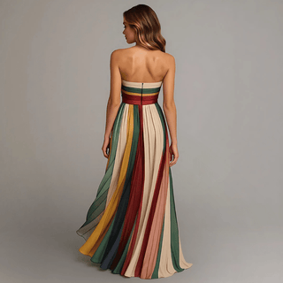 Camille | Robe Longue Colorée à Panneaux Sans Manches Femme
