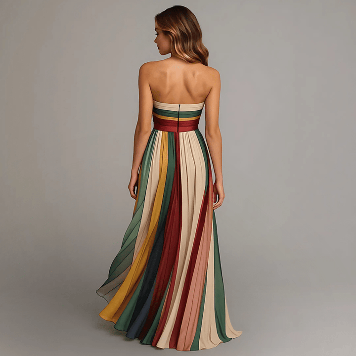 Camille | Robe Longue Colorée à Panneaux Sans Manches Femme