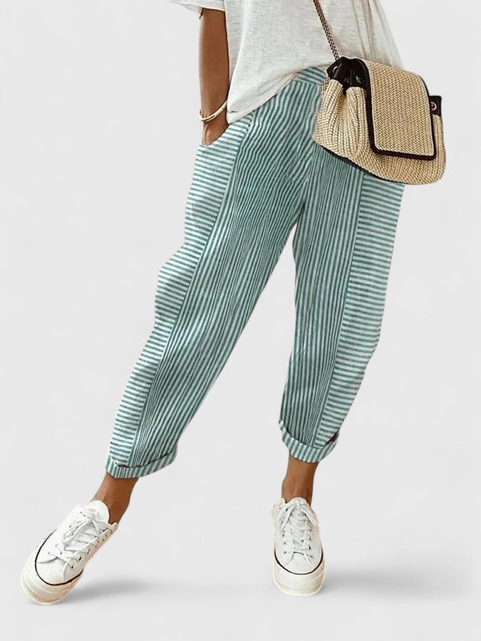 Inès | Pantalon jogger femme rayé moderne