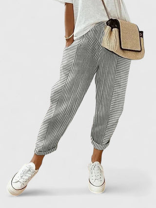 Inès | Pantalon jogger femme rayé moderne