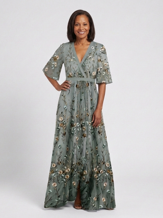 Amélie | Robe maxi à fleurs à col V et manches courtes femme
