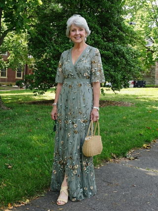 Amélie | Robe maxi à fleurs à col V et manches courtes femme