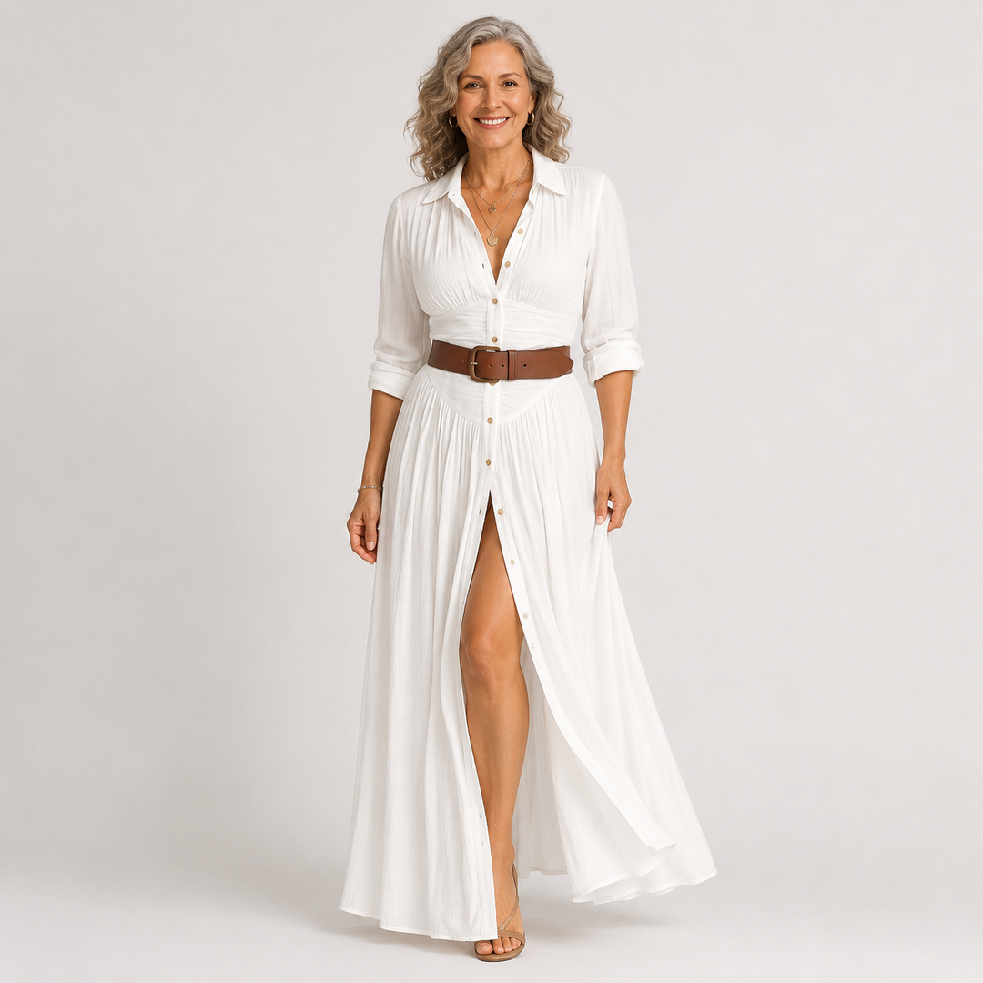 Éléonore | Robe maxi longue avec col noté femme