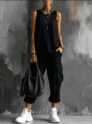 Lara | Ensemble femme décontracté avec pantalon large et poches