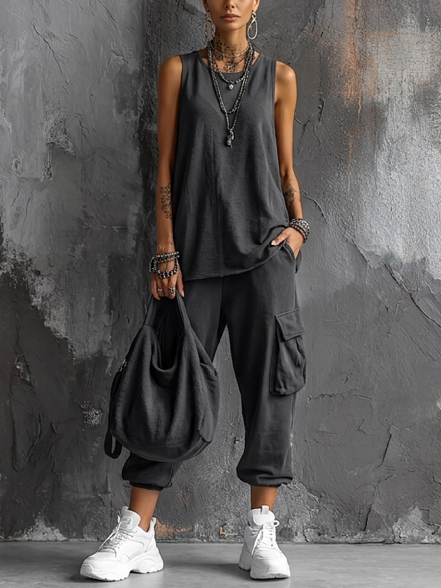 Lara | Ensemble femme décontracté avec pantalon large et poches