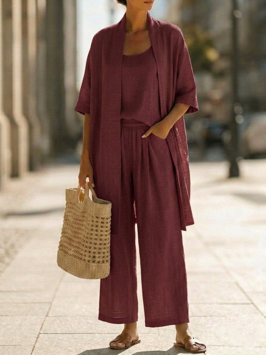 Nannette | Ensemble Trois Pièces Lin-Coton Sans Effort Femme