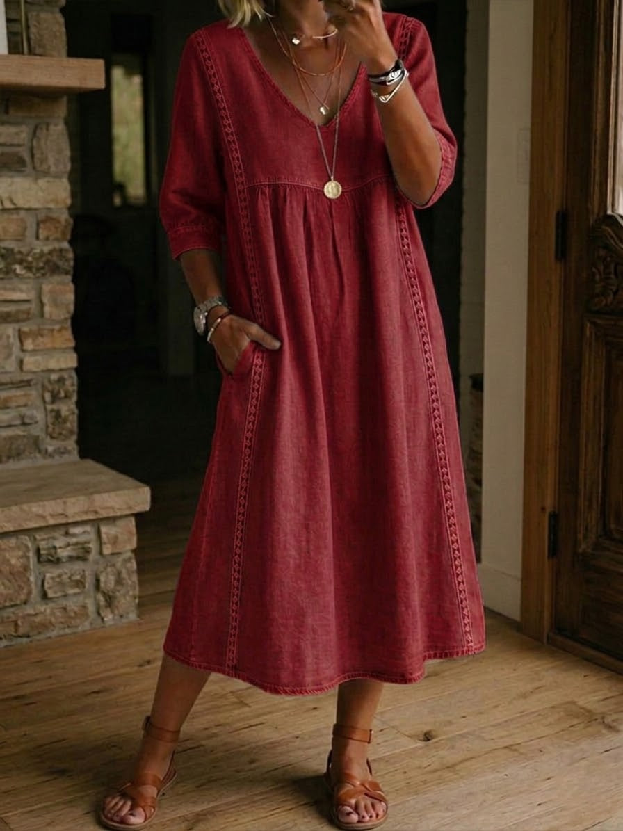 Mary | Robe maxi décontractée femme à col V