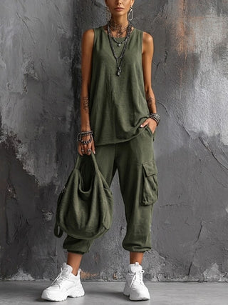 Lara | Ensemble femme décontracté avec pantalon large et poches