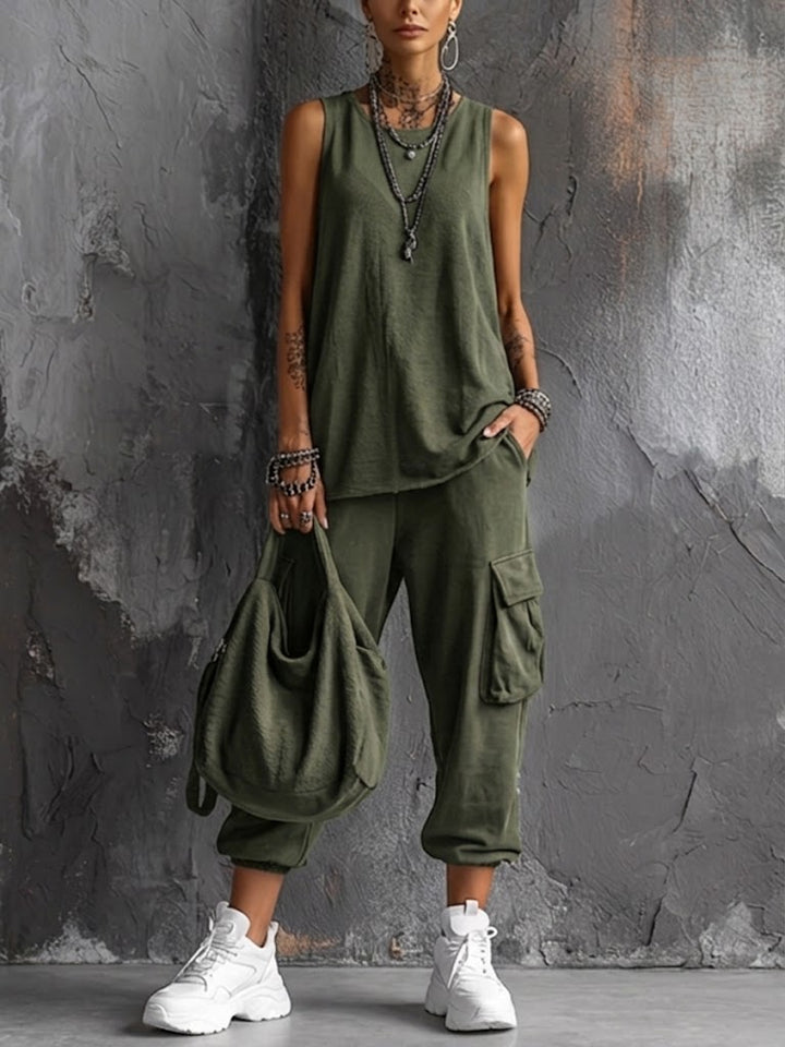 Lara | Ensemble femme décontracté avec pantalon large et poches