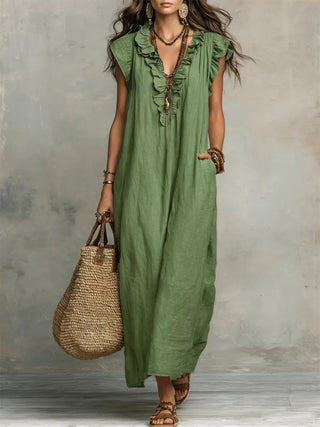 Corin - Robe maxi en lin bohème femme