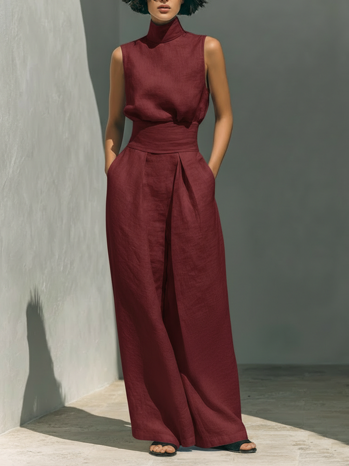 Paulette | Ensemble Élégant en Lin à Jambes Larges Femme