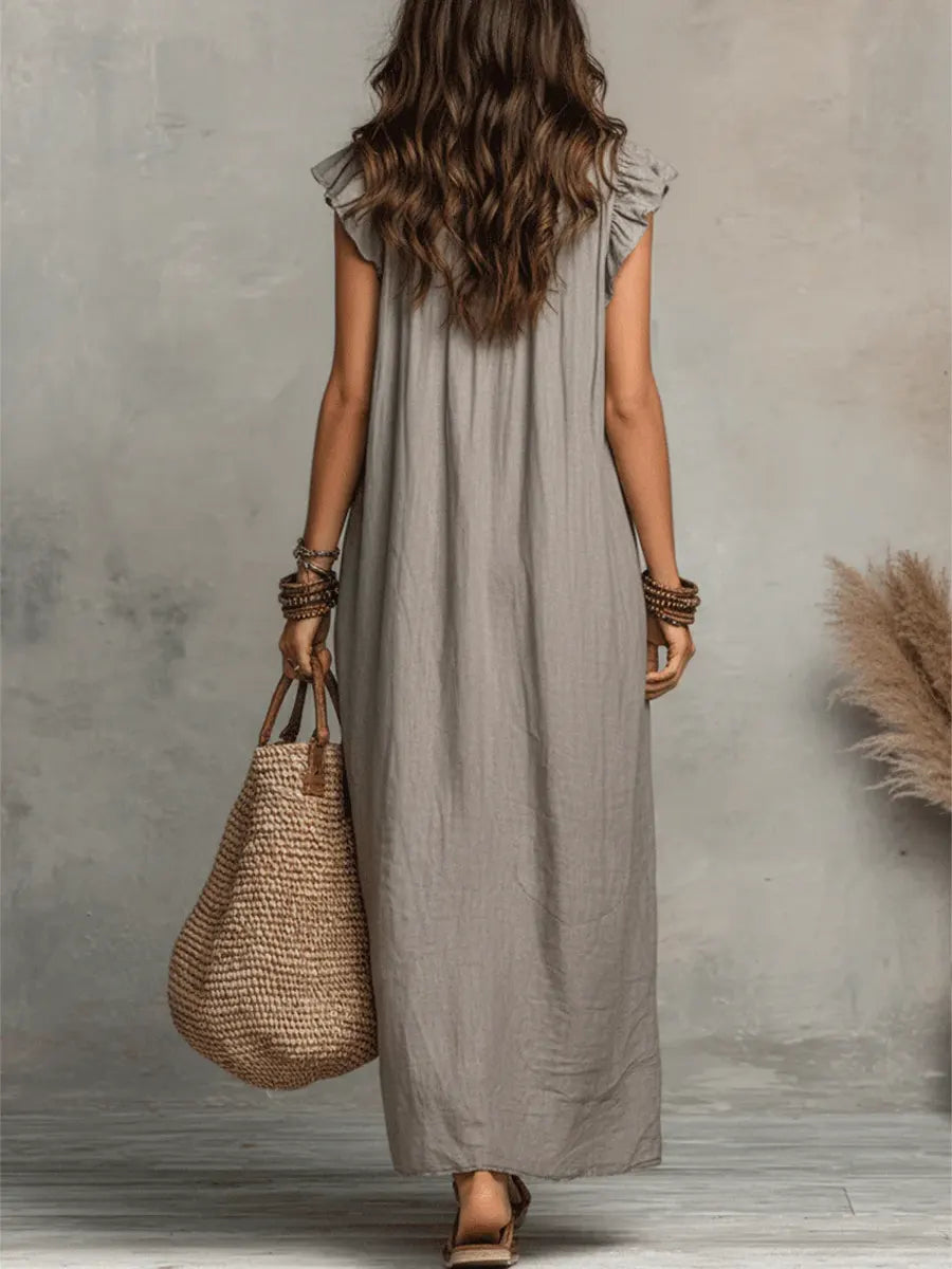 Corin - Robe maxi en lin bohème femme