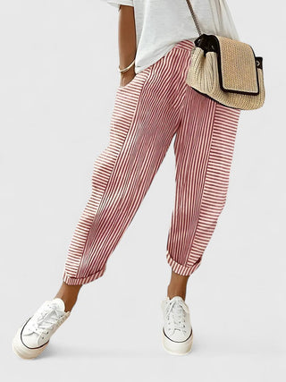 Inès | Pantalon jogger femme rayé moderne